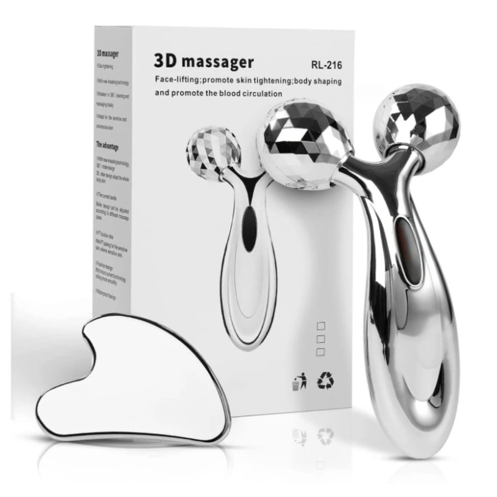 Stainless Steel Gua Sha And Facial Roller Set